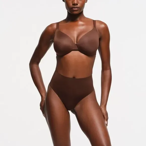 Skims Women's Fits Everybody T-Shirt Demi Bra Smoothing Brown Cocoa Size 44H NWT - Picture 6 of 6